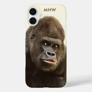 Funny Gorilla benutzerdefinierte Monogramm-Telefon iPhone 16 Plus Hülle