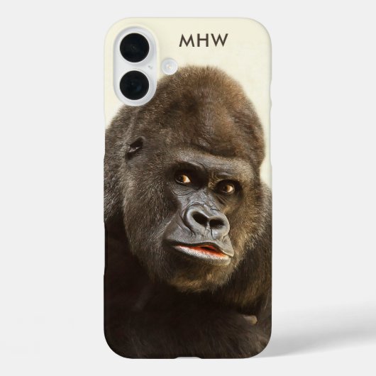 Funny Gorilla benutzerdefinierte Monogramm-Telefon Case-Mate iPhone Hülle (Rückseite)