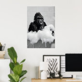 Funny Gorilla Bubble Bath Print, Bathroom Animal Poster (Heimbüro)