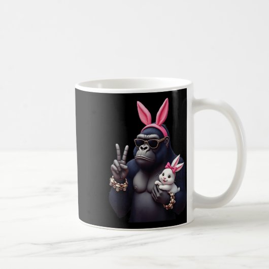Funny Gorilla Bunny Cool Ostern, Niedlich & amp; E Kaffeetasse (Rechts)
