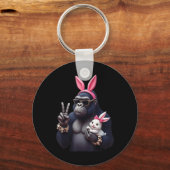 Funny Gorilla Bunny Cool Ostern, Niedlich & amp; E Schlüsselanhänger (Vorderseite)