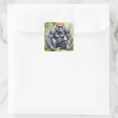 Funny Gorilla Club Golf spielen Quadratischer Aufkleber (Tasche)