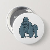 Funny Gorilla Cool Blue Ape Tierdesign Button (Vorne & Hinten)