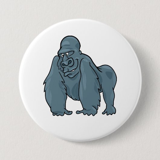 Funny Gorilla Cool Blue Ape Tierdesign Button (Vorderseite)