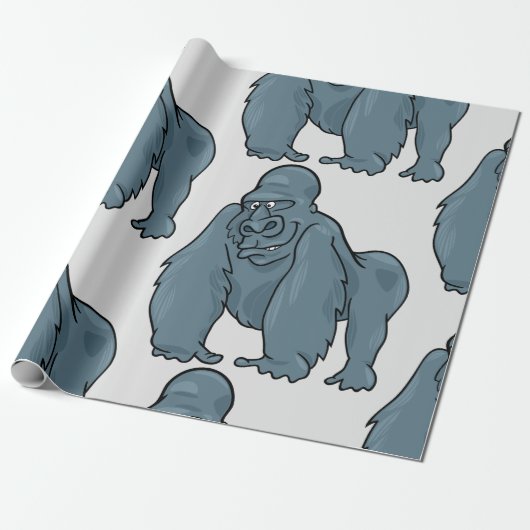 Funny Gorilla Cool Blue Ape Tierdesign Geschenkpapier (Ungerollt)