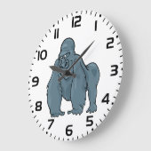 Funny Gorilla Cool Blue Ape Tierdesign Große Wanduhr (Winkel)