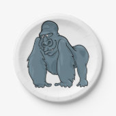 Funny Gorilla Cool Blue Ape Tierdesign Pappteller (Vorderseite)