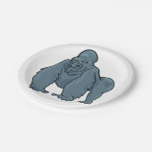 Funny Gorilla Cool Blue Ape Tierdesign Pappteller (Schrägansicht)