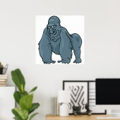 Funny Gorilla Cool Blue Ape Tierdesign Poster (Heimbüro)