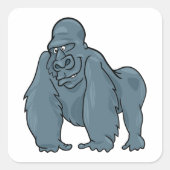 Funny Gorilla Cool Blue Ape Tierdesign Quadratischer Aufkleber (Vorderseite)