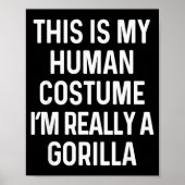 Funny Gorilla Costume Shirt Halloween Adults Kids Poster (Vorne)