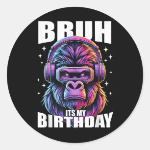 Funny Gorilla Geburtstagsjunge Erwachsene kids Bru Runder Aufkleber