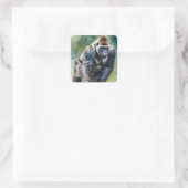 Funny Gorilla Golf spielen Quadratischer Aufkleber (Tasche)