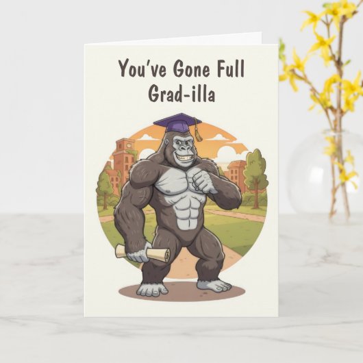 Funny Gorilla Graduation Card Karte (Gelbe Blume)