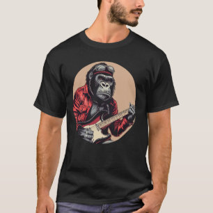 Funny Gorilla mit E-Gitarre Kostüm für den Mensche T-Shirt