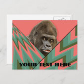 Funny Gorilla Pink Green Zickzack Post Card Postkarte (Vorne/Hinten)