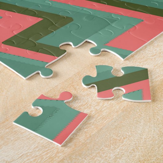 Funny Gorilla Pink Green Zickzack Puzzle (Seite)