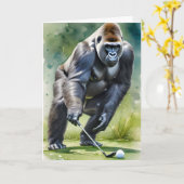 Funny Gorilla Playing Golf Blank Gruß Karte (Gelbe Blume)