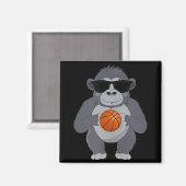 Funny Gorilla Sungles Playing Basketball T Magnet (Vorderseite/Rückseite)