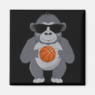 Funny Gorilla Sungles Playing Basketball T Magnet