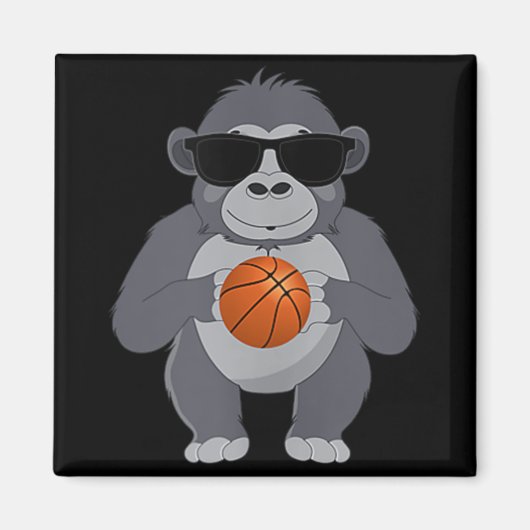 Funny Gorilla Sungles Playing Basketball T Magnet (Vorne)