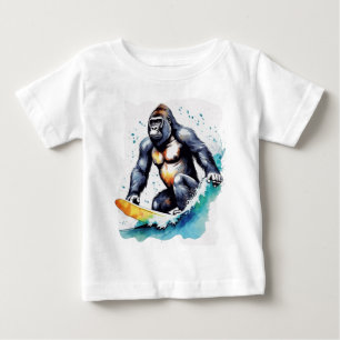 Funny Gorilla surfing Baby T-shirt