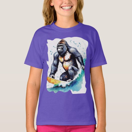 Funny Gorilla Surfing T - Shirt (Vorderseite)