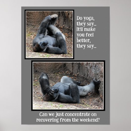 Funny Gorilla, zu viel Weekend Party Poster (Vorne)