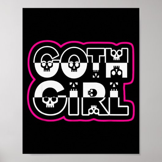 Funny Goth Girl Black And White Poster (Vorne)
