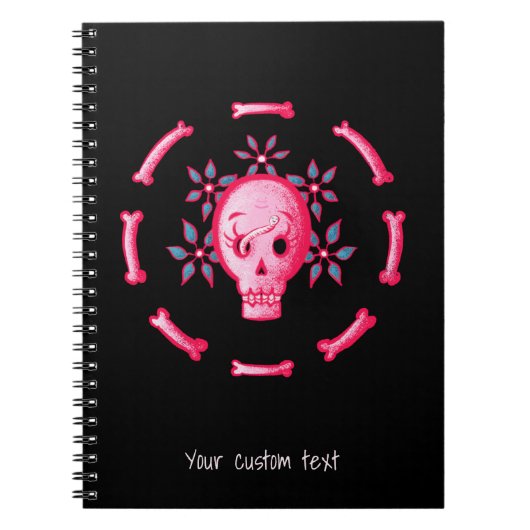Funny Goth Skull Black Pink Notizblock (Vorderseite)