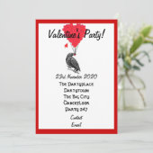 Funny gothic Crow valentines Party Einladung (Stehend Vorderseite)