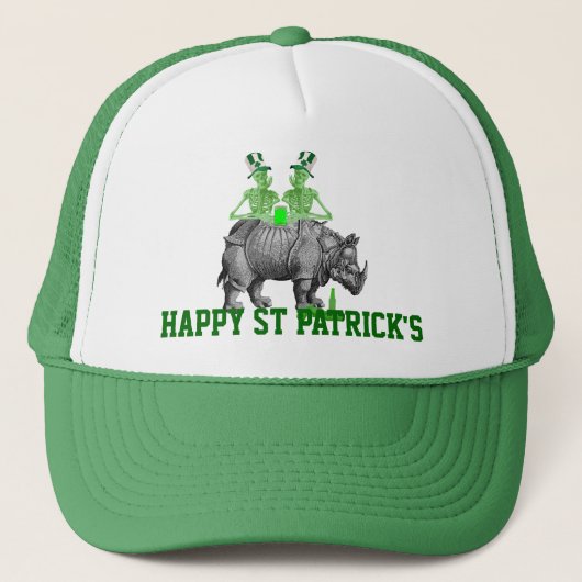 Funny gothic skeletons Irish St Patrick's Day Truckerkappe (Vorderseite)