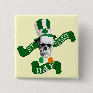 Funny gothic skull Irish St Patrick's Day Button