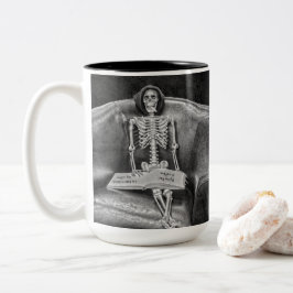 Funny Gothic Vintag Black and White Skelett Zweifarbige Tasse