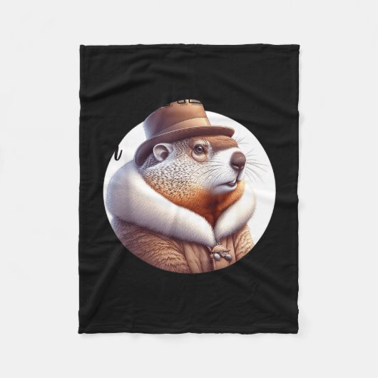 Funny Goundhog Graphic Fleecedecke (Vorderseite)