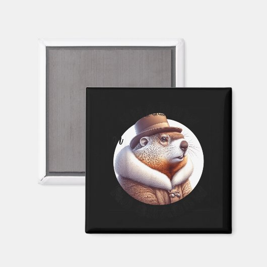 Funny Goundhog Graphic Magnet (Vorderseite/Rückseite)
