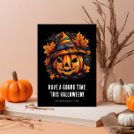 Funny Gourd Time Pumpkin Halloween Karte<br><div class="desc">Hey, check out this super cool Halloween card! It's got this adorable pumpkin rocking a witch hat – like the life of the spooky party. And right underneath, there's this awesome line that says, "Have A Gourd Time This Halloween." It's like a total pun fest, inviting you to have a...</div>