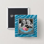 Funny Grad Abschluss Zebra Glitzer Foto Hearts Button (Vorne & Hinten)
