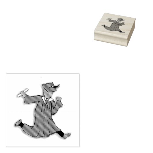 Funny Graduate Jumping or Dancing Gummistempel (Stempel)