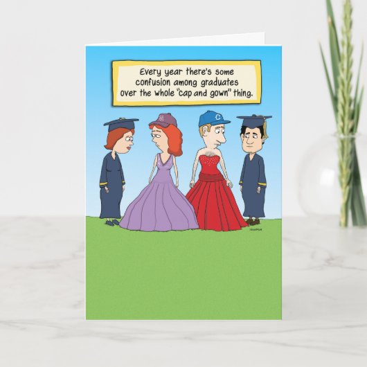 Funny Graduation Cap and Gown card Karte (Vorderseite)