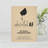 Funny Graduation Party Einladung Educated AF (Stehend Vorderseite)