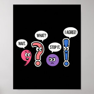 Funny Grammar Lehrer warten, was stoppen Ich stimm Poster