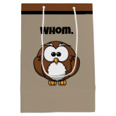 Funny Grammar Owl Cartoon für Writer & Word Nerd Mittlere Geschenktüte (Rückseite)