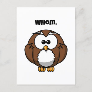 Funny Grammar Owl Cartoon für Writer & Word Nerd Postkarte