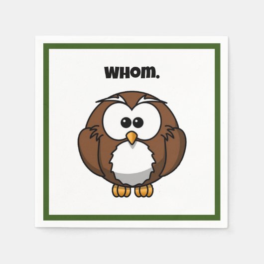 Funny Grammar Owl Cartoon für Writer & Word Nerd Serviette (Vorderseite)