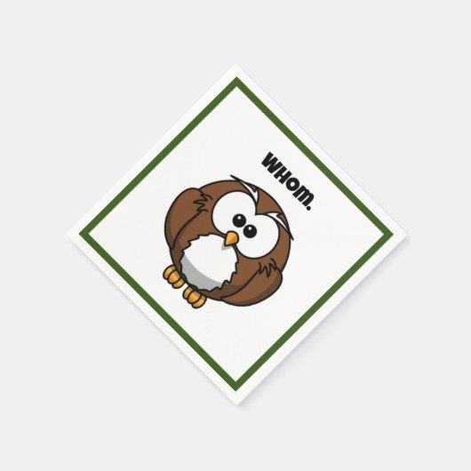 Funny Grammar Owl Cartoon für Writer & Word Nerd Serviette (Ecke)