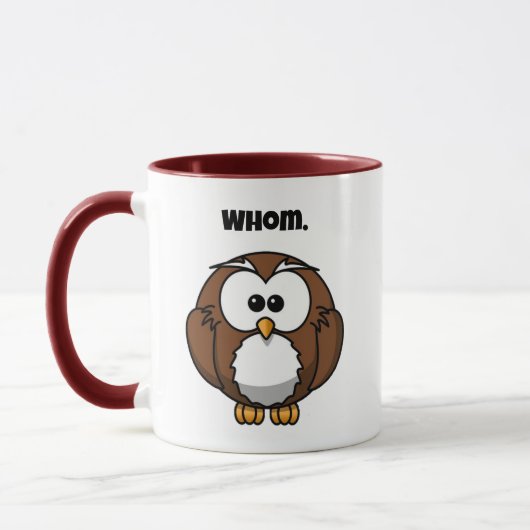 Funny Grammar Owl Cartoon für Writer & Word Nerd Tasse (Links)