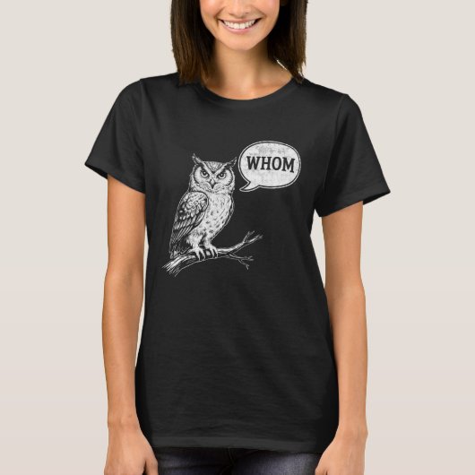 Funny Grammar Owl English Teacher Humor Tee with W (Vorderseite)
