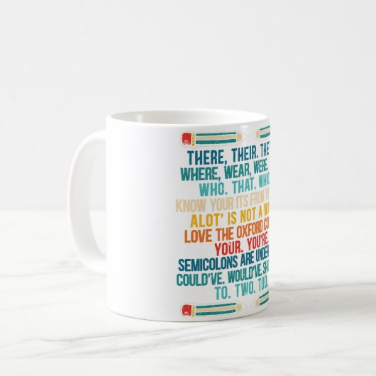 Funny Grammar Police Grammar Nazy Englisch schreib Kaffeetasse (Vorderseite Links)