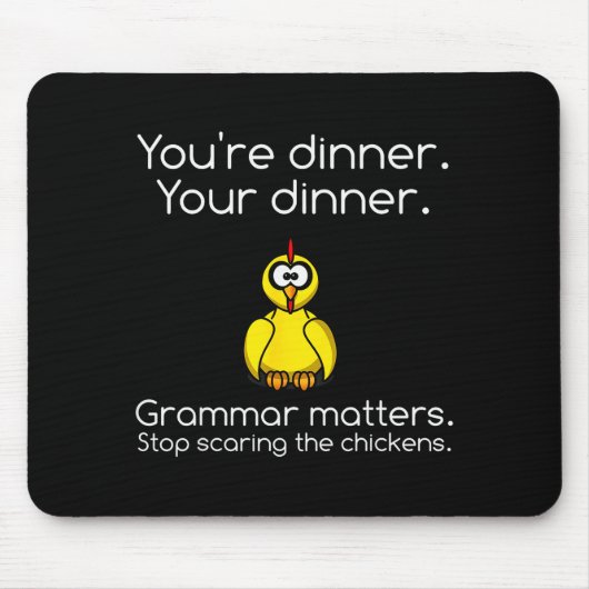 Funny Grammar - Stop Ing The Chickens Shirts  Mousepad (Vorne)